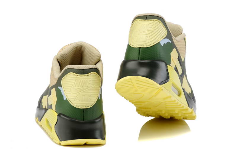 Nike Air Max 90 Chaussures Hommes bandes preenregistrees Vert Jaune (4)